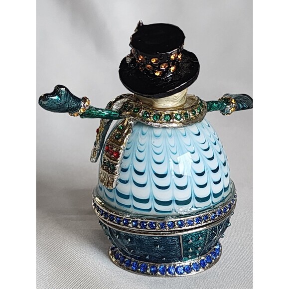 Fitz & Floyd 2006 Guild Holiday Snowman Trinket Box Jeweled Magnetic Closure - Picture 2 of 16